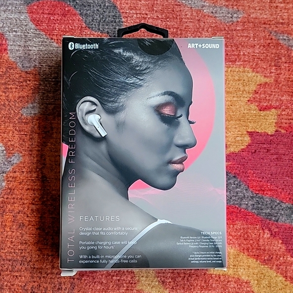 💗 ART + SOUND Bluetooth True Wireless Pro EarBuds Charging Case Pink Marble NIB - Picture 2 of 4